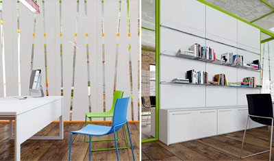 Parete divisoria per spazio di lavoro dal design industriale